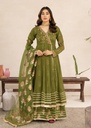 Chiffon Angrakha in Olive green