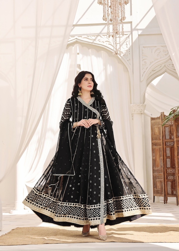 Chiffon Angrakha in Black