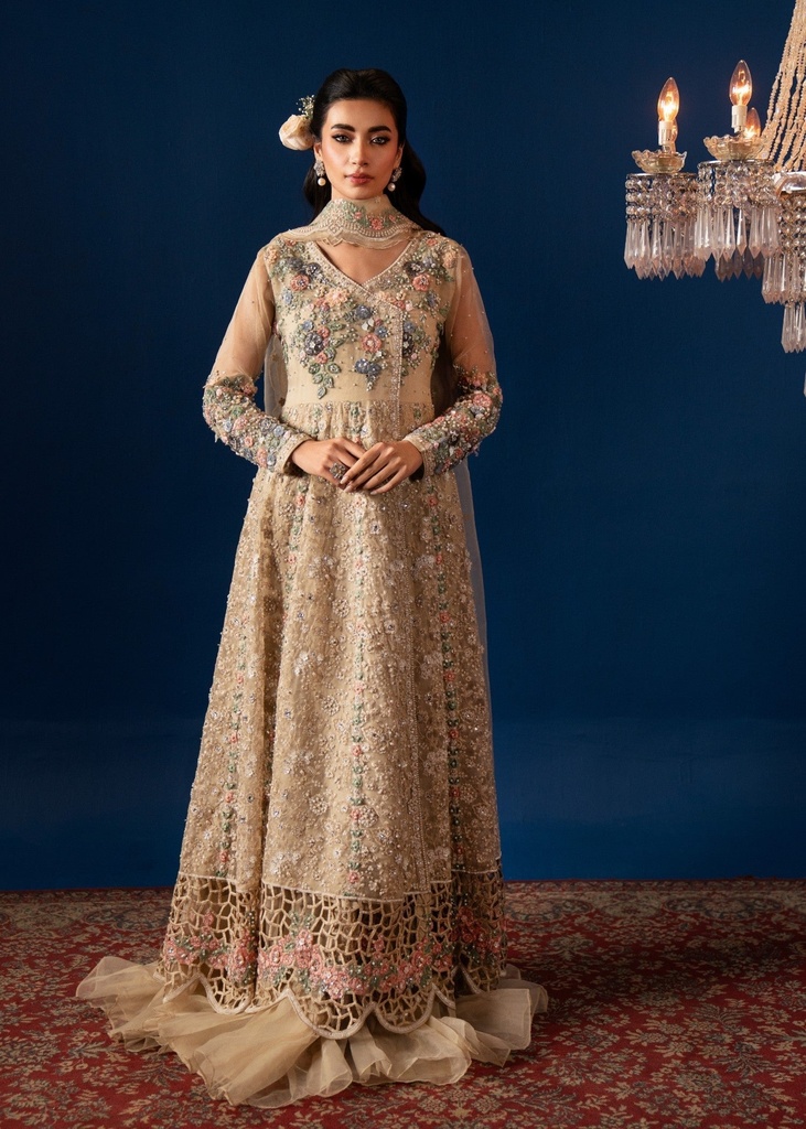 Organza Angrakha in Beige