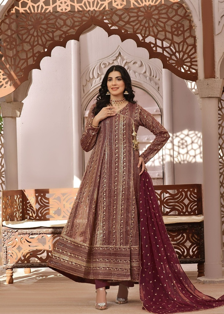 Chiffon Angrakha in Maroon
