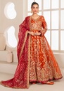 Banarasi resham silk Angrakha in Rust orange