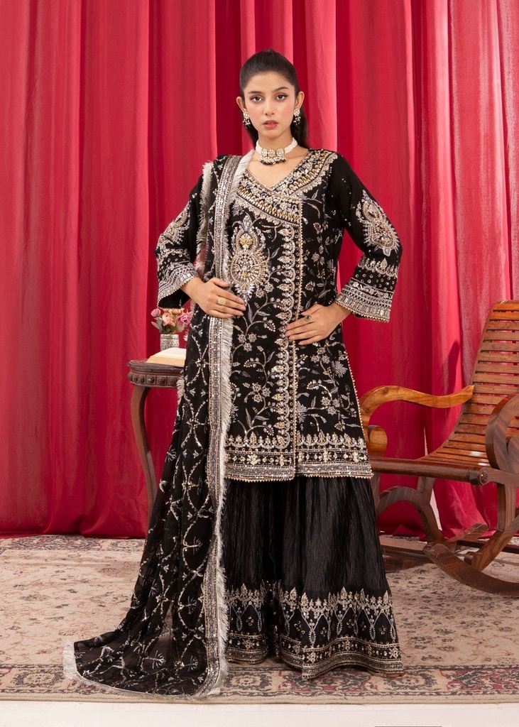 Chiffon Angrakha in Black
