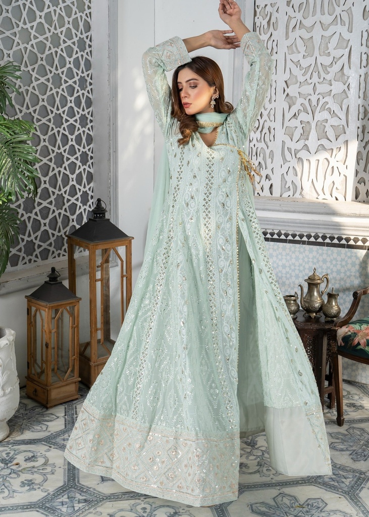 Chiffon Angrakha in Aquamarine