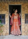 Organza Angrakha in Maroon, rust orange