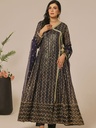Chiffon Angrakha in Navy blue
