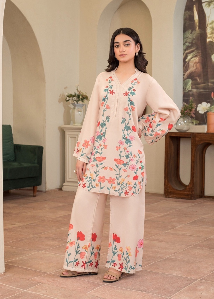 Polyester crepe Co Ord Sets in Baby pink