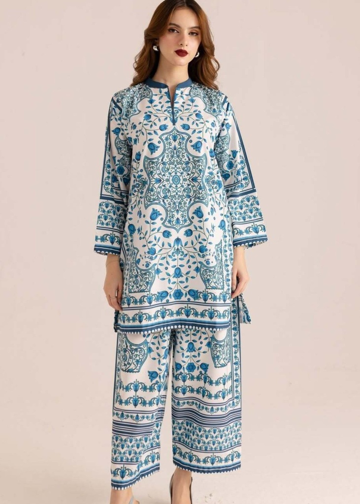 Poly lawn Co Ord Sets in Bondi blue