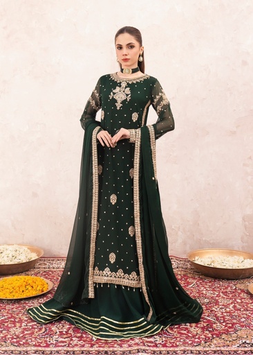 [JRZ9471] Sharara in Dark green by Agha Jaan