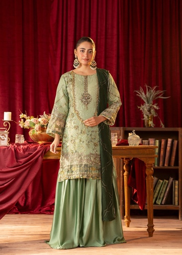 [TCW9274] Sharara in Pistachio green by Pehnawa Fashion