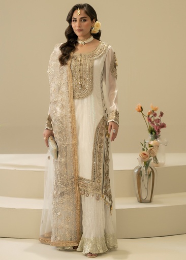 [WQW4749] Sharara in White by Khuda Baksh Creations