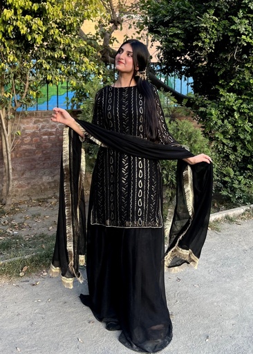 [PGT9415] Sharara in Jet black by Fashion Trends 4 U