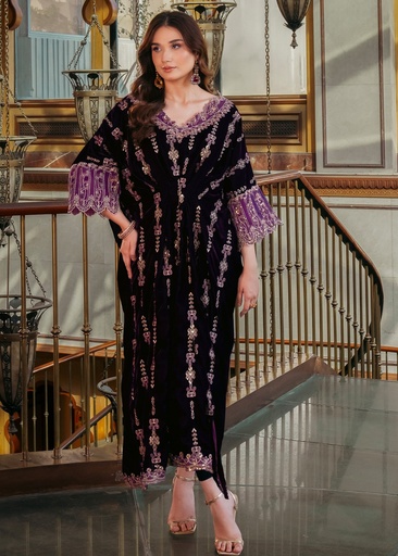 [REH1592] Kaftan in Purple by Kross Kulture
