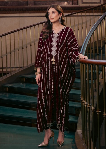 [JYF5855] Kaftan in Maroon by Kross Kulture