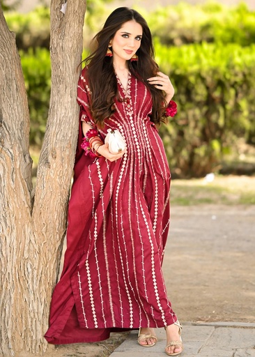 [HXH6011] Kaftan in Maroon by Sahibas By Mirza