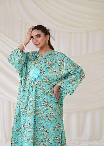 [IIM1835] Kaftan in Turquoise by Meerak Pret