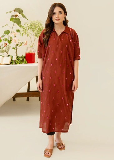 [UJY7492] Kaftan in Rust orange by Kross Kulture