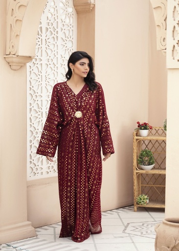 [NBQ2515] Kaftan in Maroon by Elahe