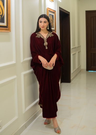 [FTA2915] Kaftan in Maroon by Wardrobe Essentials