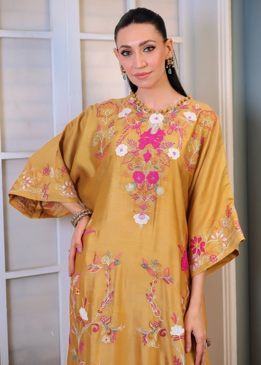 [NUP3902] Kaftan in Mustard by Reema Ahsan