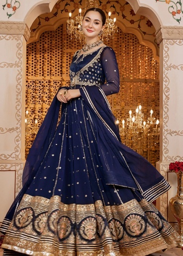 [SLF3520] Anarkali in Navy blue by Alsiyab