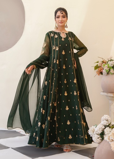[FYM0473] Anarkali in Bottle green by Ayesha Closet