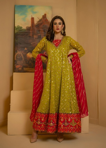 [AVV7214] Anarkali in Key lime by Ayesha Closet