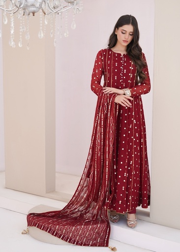 [RQP8635] Anarkali in Maroon by Ayesha Closet