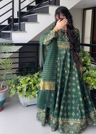 [TGM5352] Anarkali in Emerald green by 1 Virsapret