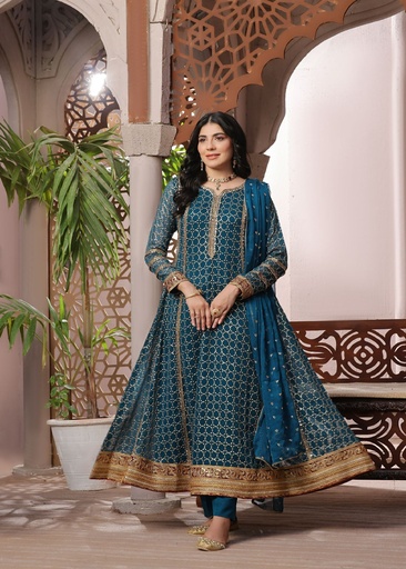 [DQU9373] Anarkali in Teal by Ayesha Closet