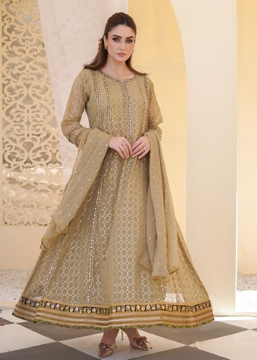 [YOJ1924] Anarkali in Beige by Ayesha Closet