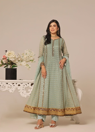 [AVT3846] Anarkali in Pistachio green by Ayesha Closet