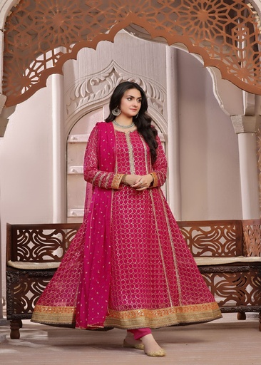 [EXX6406] Anarkali in Shocking pink by Ayesha Closet