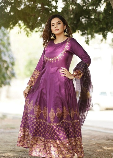 [KHX9451] Anarkali in Purple by 1 Virsapret