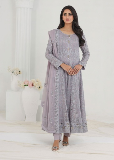 [HTE7135] Anarkali in Pastel grey by Ayesha Closet