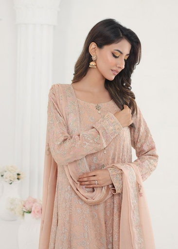 [KSP9544] Anarkali in Peach pink by Ayesha Closet