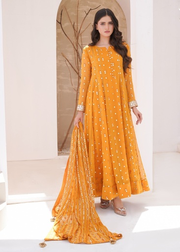[NLY3786] Anarkali in Mustard by Ayesha Closet