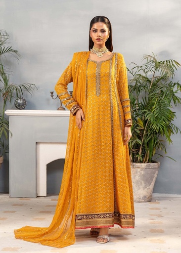 [AIP2308] Anarkali in Mustard by Ayesha Closet