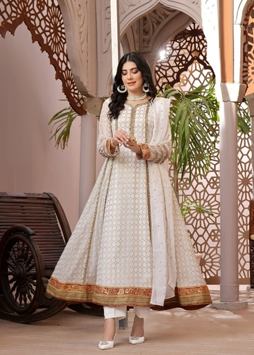 [BBN4738] Anarkali in Pearl white by Ayesha Closet