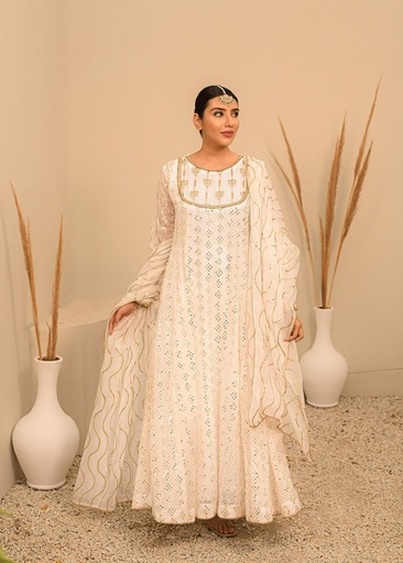 [MDH1359] Anarkali in White by Ayesha Closet