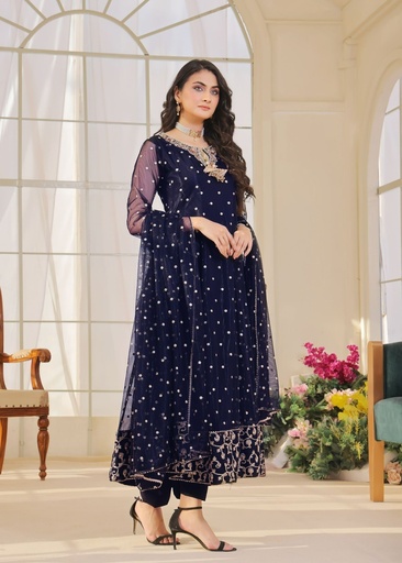 [QHI2251] Anarkali in Navy blue by Ayesha Closet