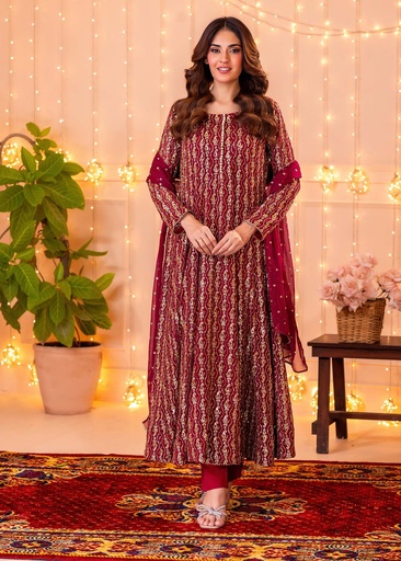 [NRM9030] Anarkali in Maroon by Ayesha Closet