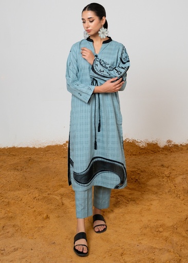 [ZAW7637] Kurti in Sky blue by Kross Kulture