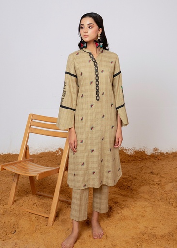 [OBQ2657] Kurti in Beige by Kross Kulture