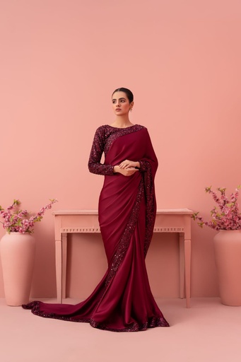 [DBF6971] Saree in Maroon by RSM Collection