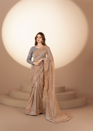 [XLI4467] Saree in Beige by RSM Collection