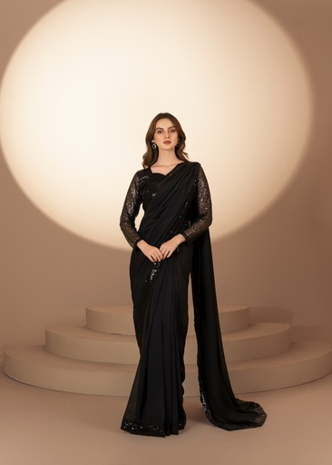 [BYE8505] Saree in Black by RSM Collection