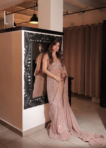 [HYF4799] Saree in Beige by RSM Collection