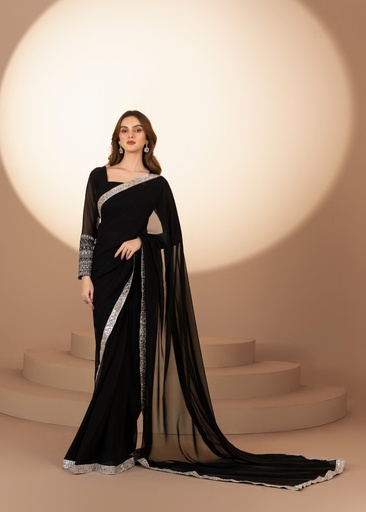 [APF9425] Saree in Black by RSM Collection