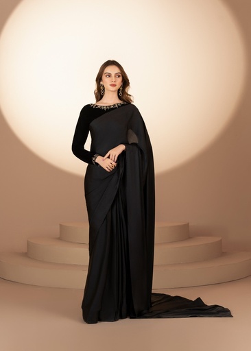 [EUJ1484] Saree in Black by RSM Collection