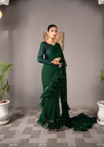 [YLB7536] Saree in Green by RSM Collection